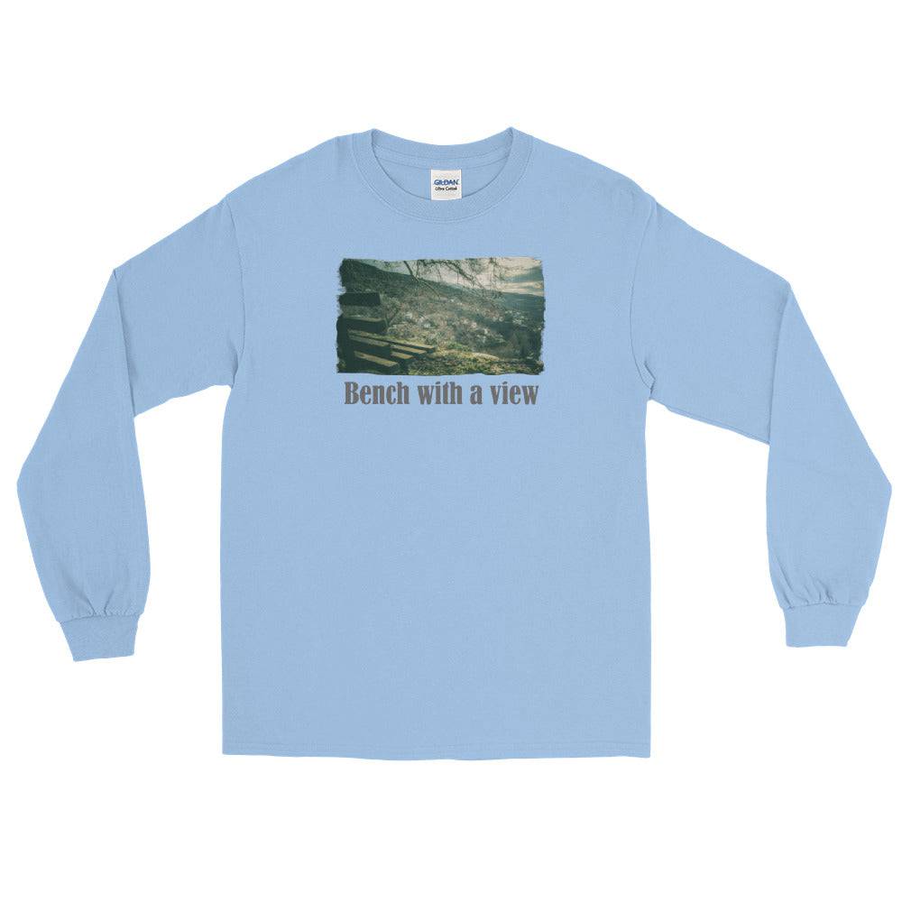 Men’s Long Sleeve Shirt/Bench With A View/Personalized - Enet Images