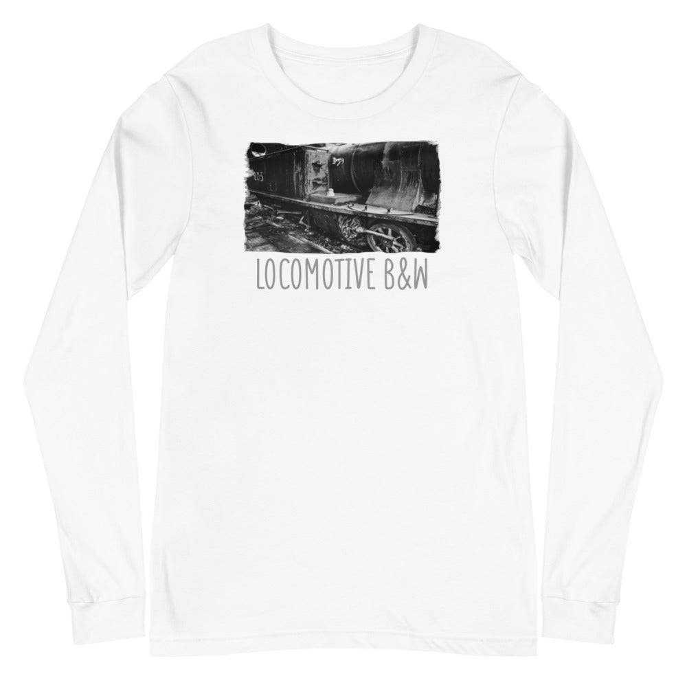 Unisex Long Sleeve Tee/Locomotive B&W/Personalized - Enet Images