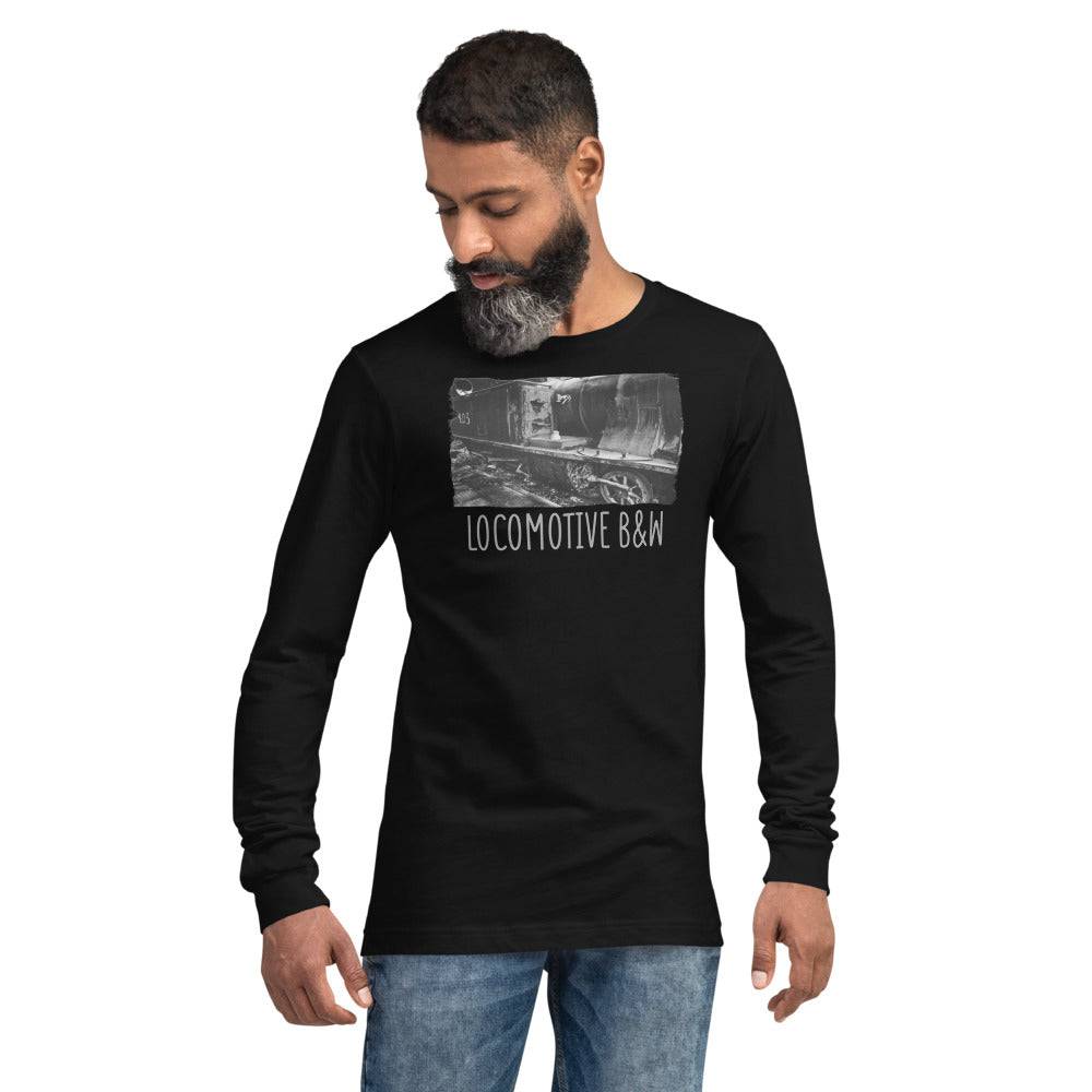 Unisex Long Sleeve Tee/Locomotive B&W/Personalized - Enet Images