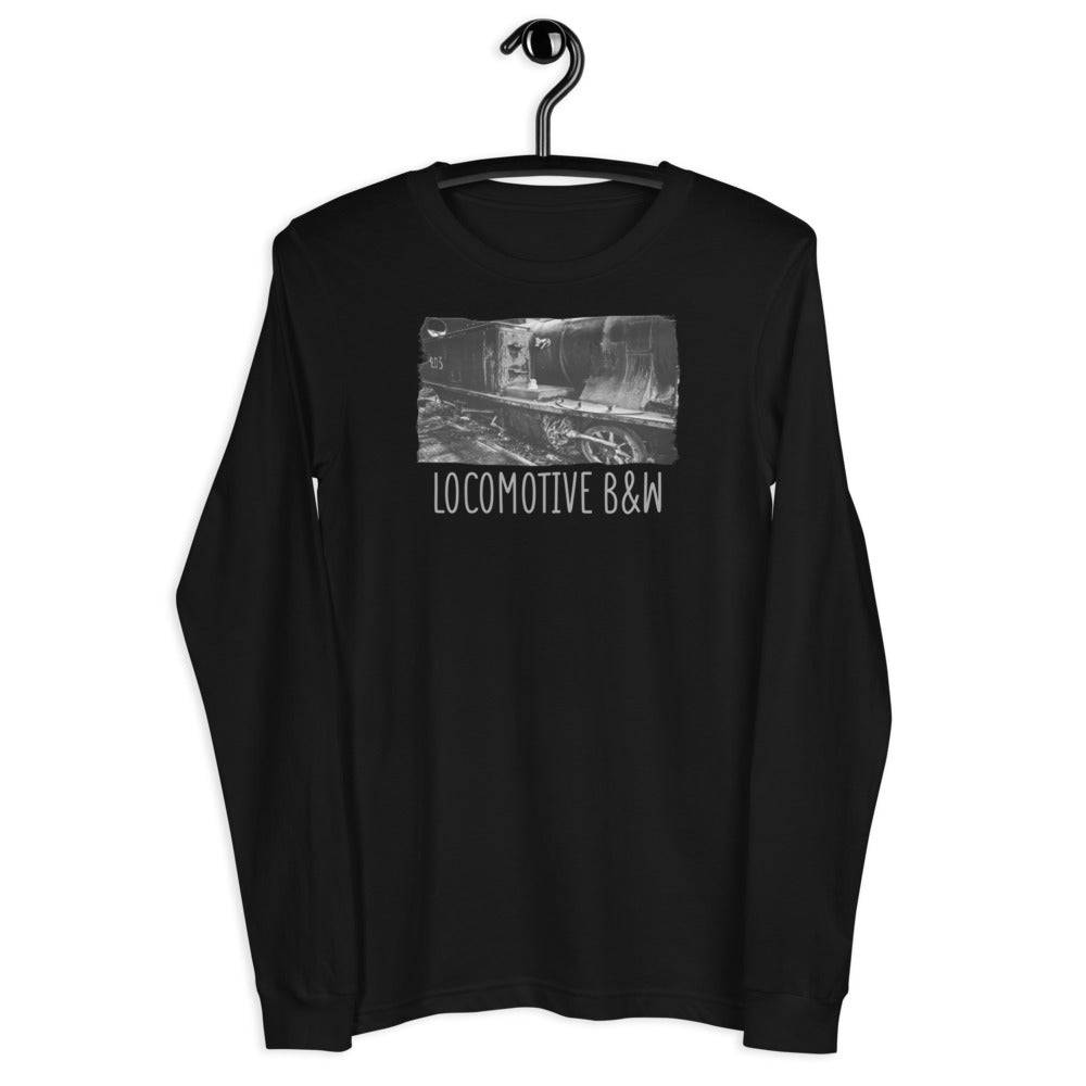 Unisex Long Sleeve Tee/Locomotive B&W/Personalized - Enet Images