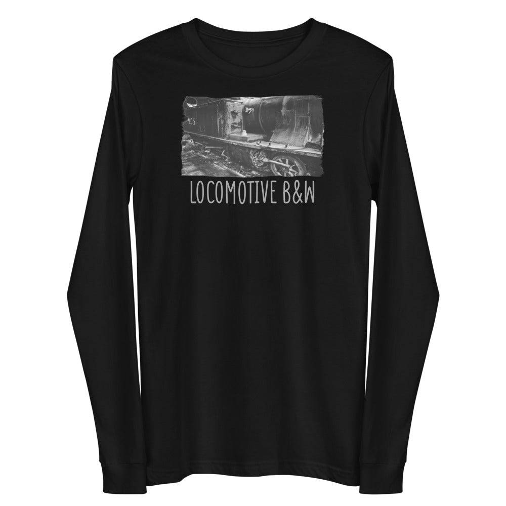 Unisex Long Sleeve Tee/Locomotive B&W/Personalized - Enet Images