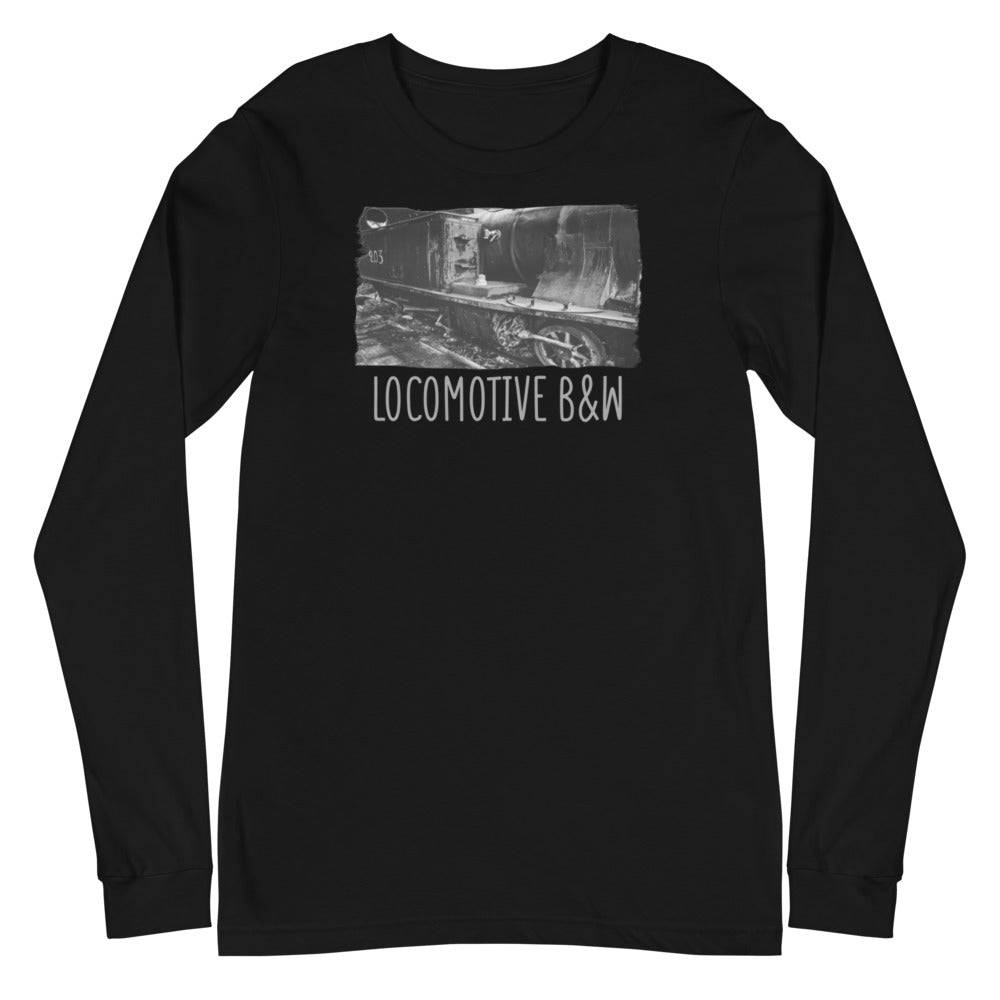 Unisex Long Sleeve Tee/Locomotive B&W/Personalized - Enet Images