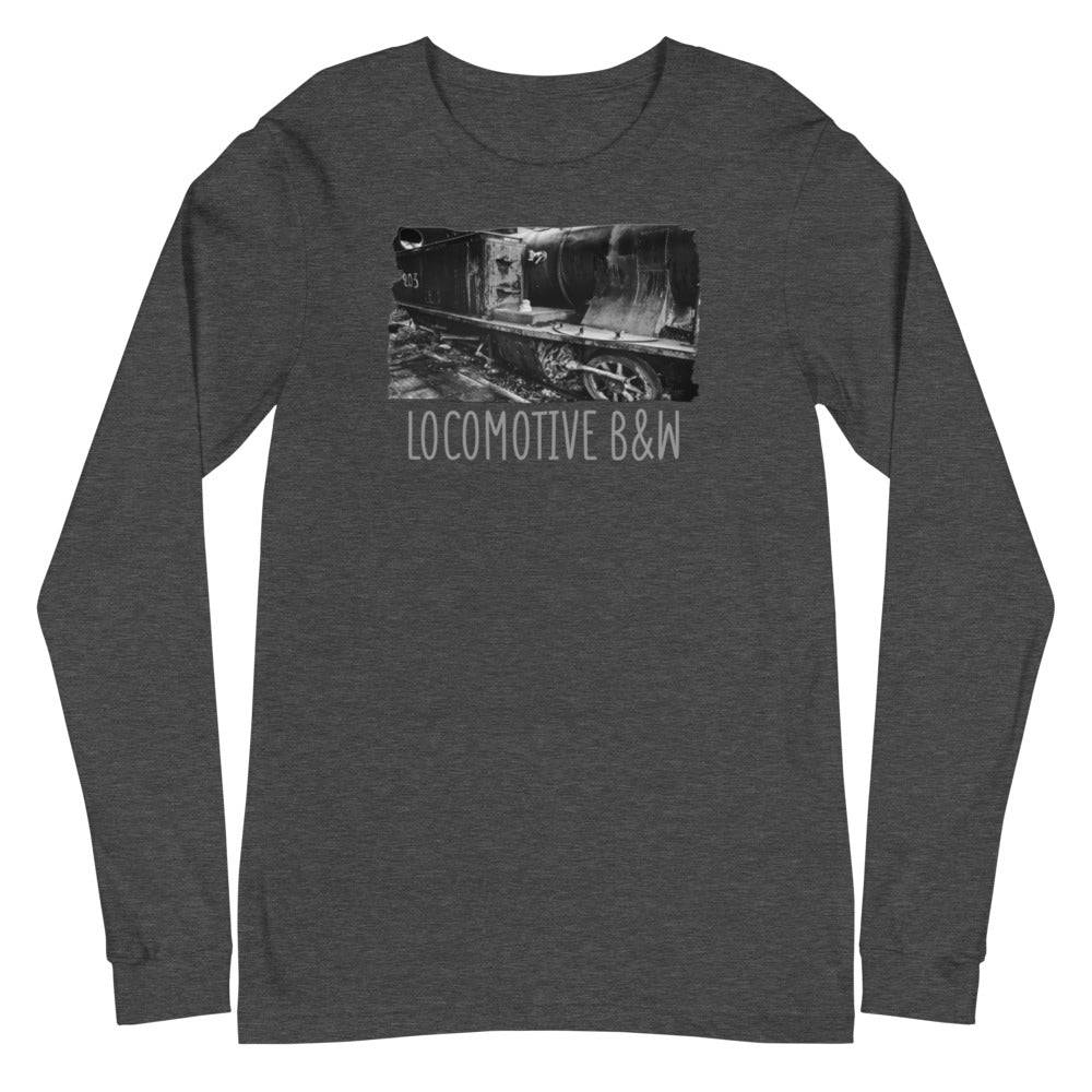 Unisex Long Sleeve Tee/Locomotive B&W/Personalized - Enet Images