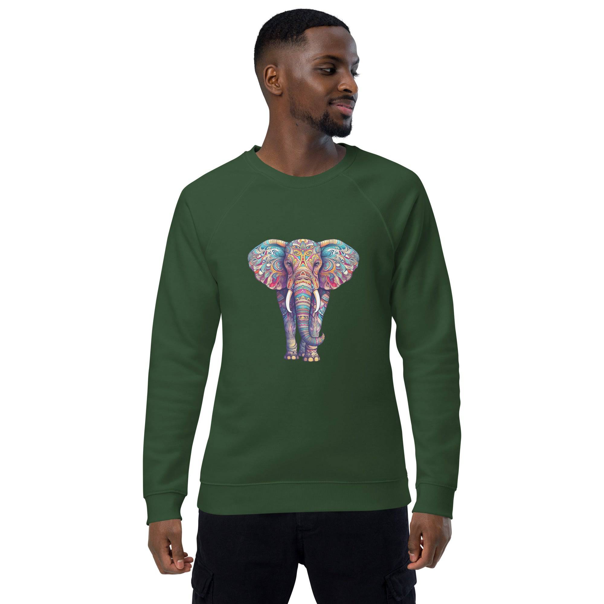 Unisex organic sweatshirt/Coloful-Elephant - Enet Images