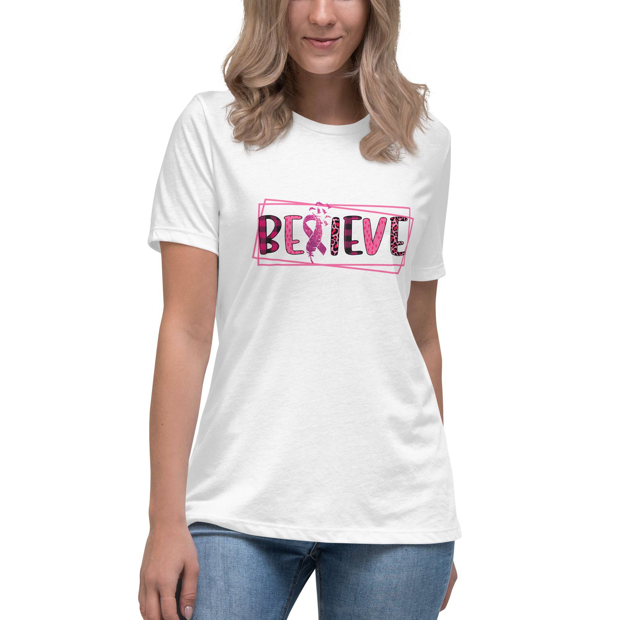 Women's Relaxed T-Shirt-Believe - Enet Images