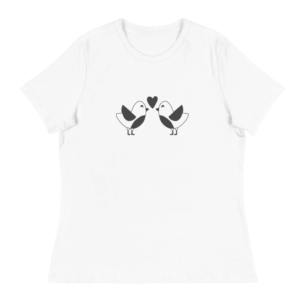Women's Relaxed T-Shirt/Birds In Love - Enet Images