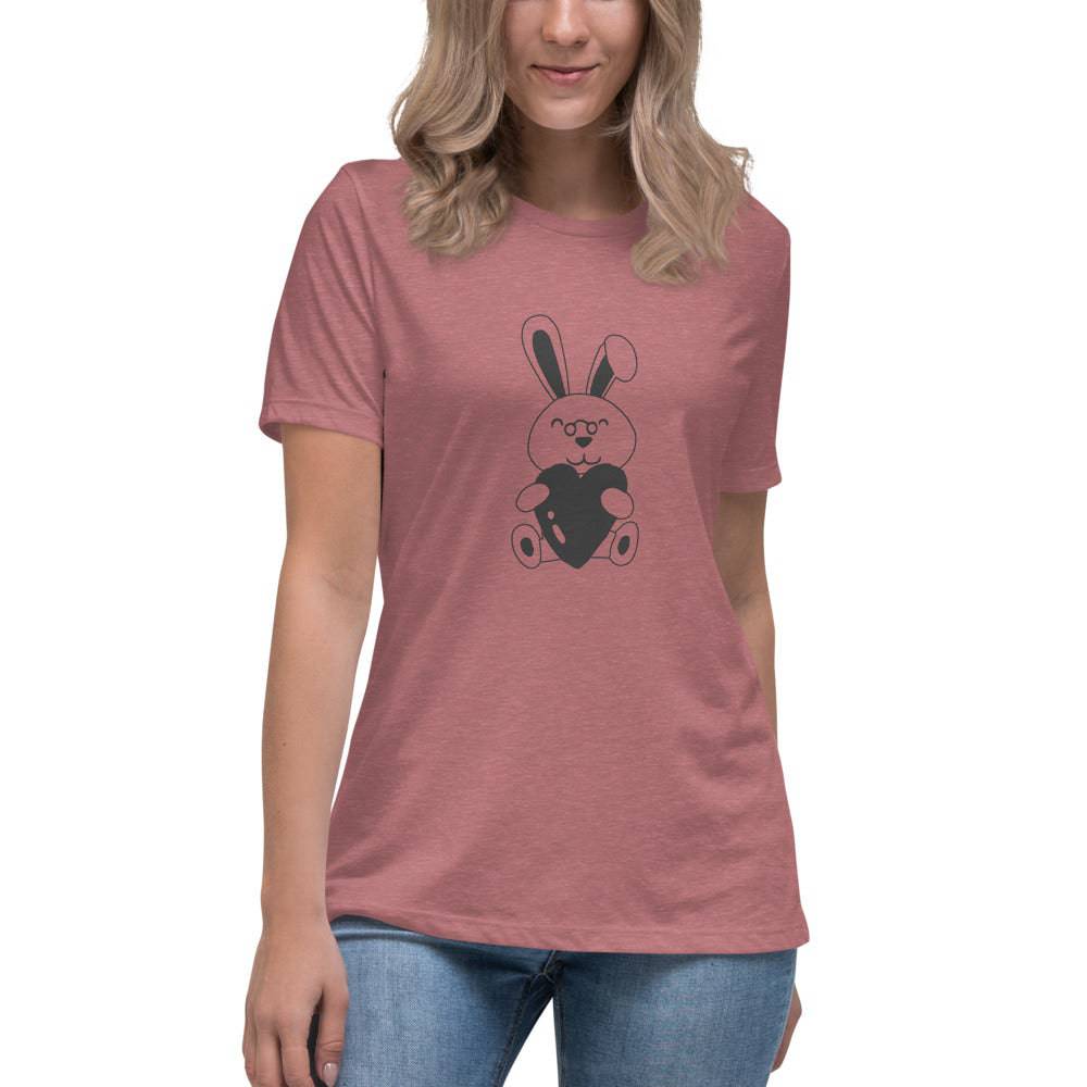 Women's Relaxed T-Shirt/Bunny Heart - Enet Images