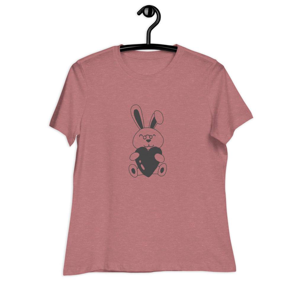 Women's Relaxed T-Shirt/Bunny Heart - Enet Images