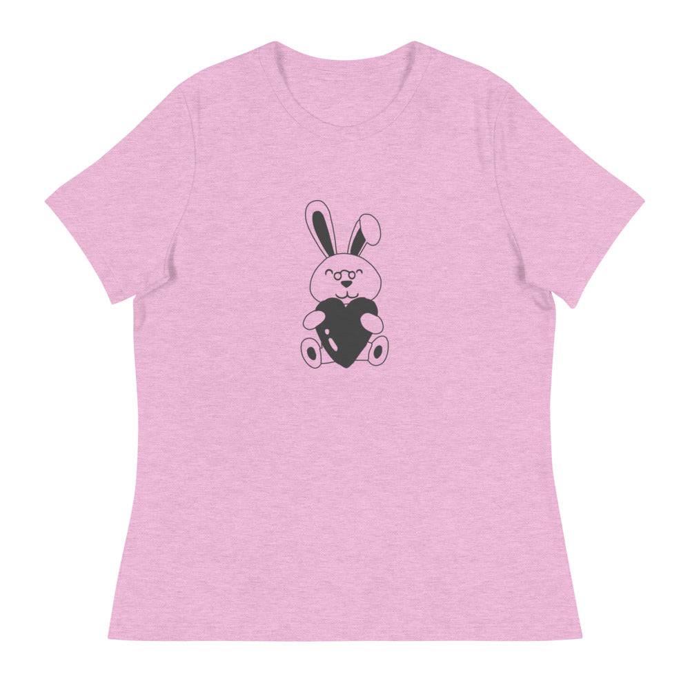 Women's Relaxed T-Shirt/Bunny Heart - Enet Images