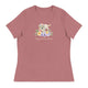 Women's Relaxed T-Shirt/Dog & Flowers 3/Personalized - Enet Images