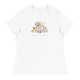 Women's Relaxed T-Shirt/Dog & Flowers 3/Personalized - Enet Images