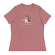 Women's Relaxed T-Shirt/Dog & Flowers/Personalized - Enet Images