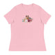 Women's Relaxed T-Shirt/Dog & Flowers/Personalized - Enet Images