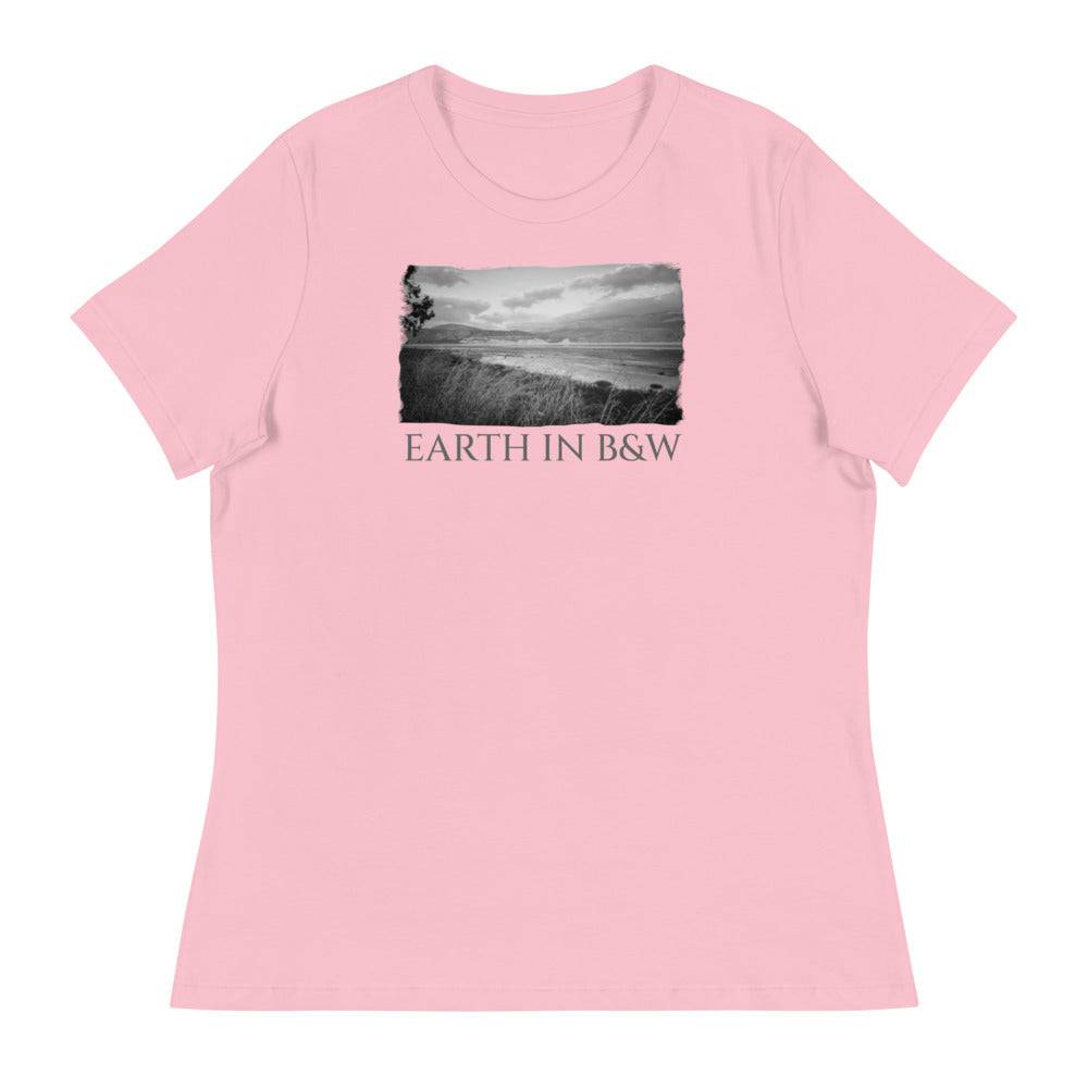 Women's Relaxed T-Shirt/Earth In B&W/Personalised - Enet Images