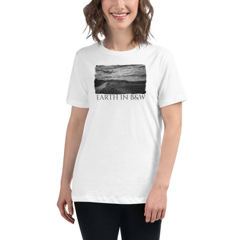 Women's Relaxed T-Shirt/Earth In B&W/Personalized - Enet Images