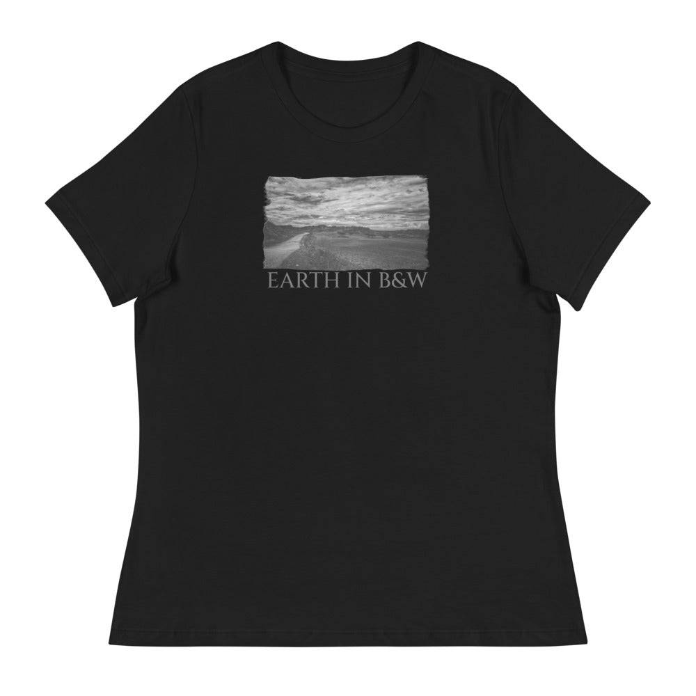 Women's Relaxed T-Shirt/Earth In B&W/Personalized - Enet Images