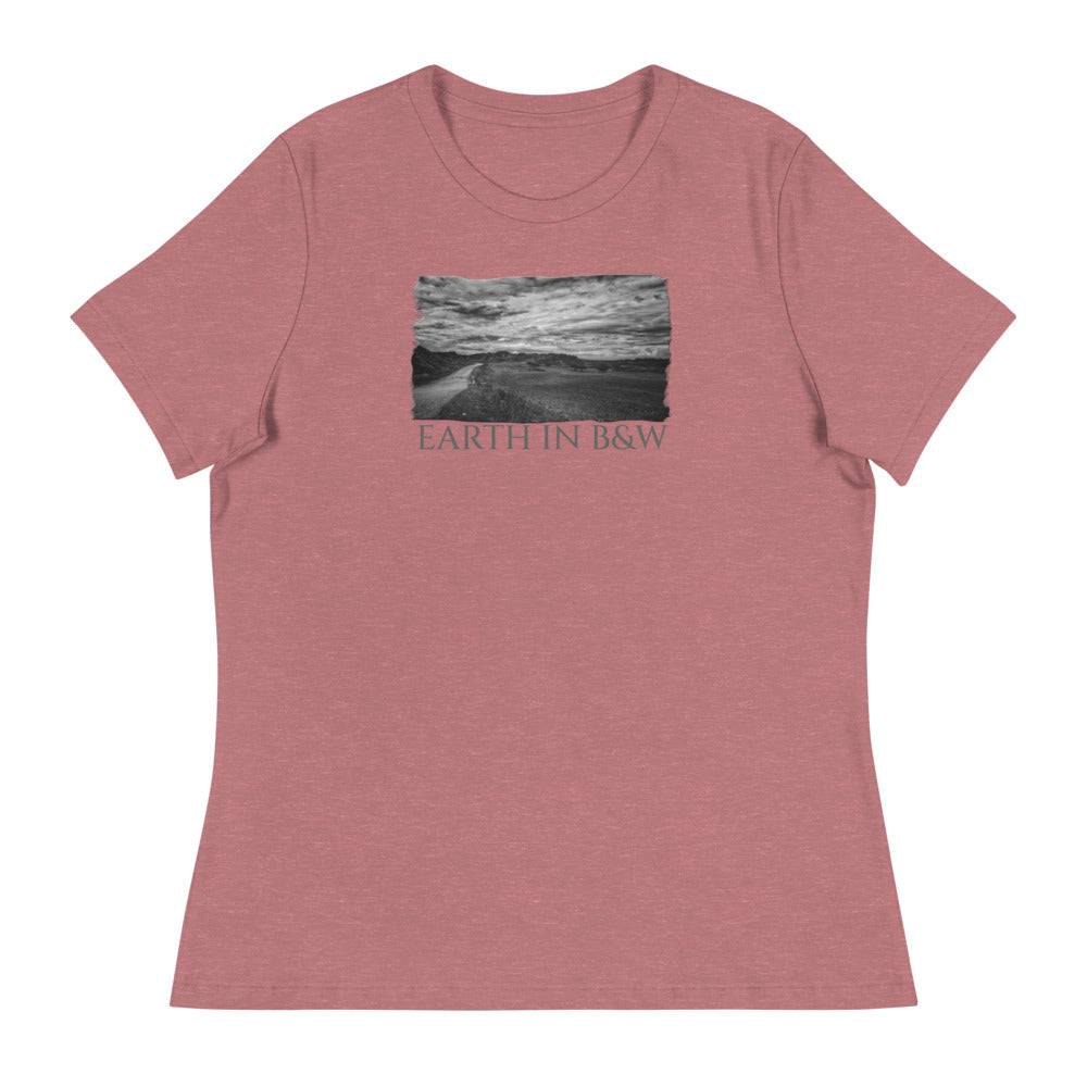 Women's Relaxed T-Shirt/Earth In B&W/Personalized - Enet Images