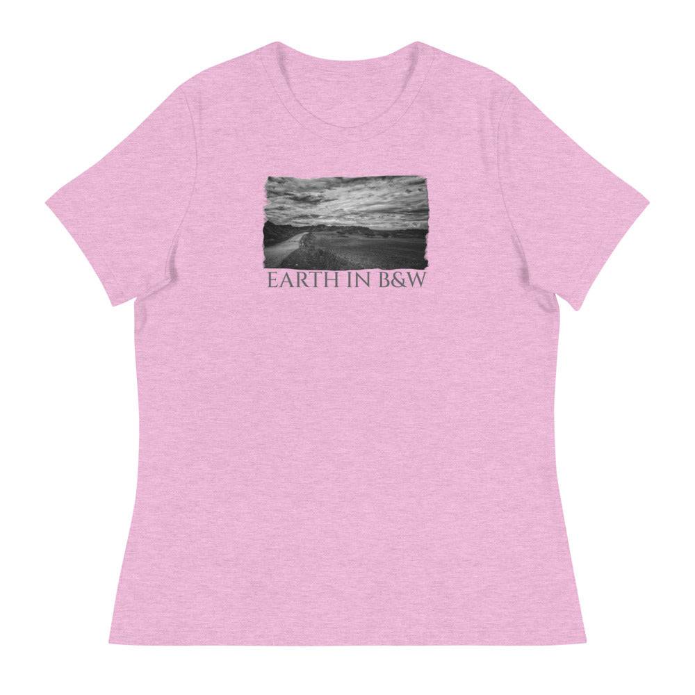 Women's Relaxed T-Shirt/Earth In B&W/Personalized - Enet Images