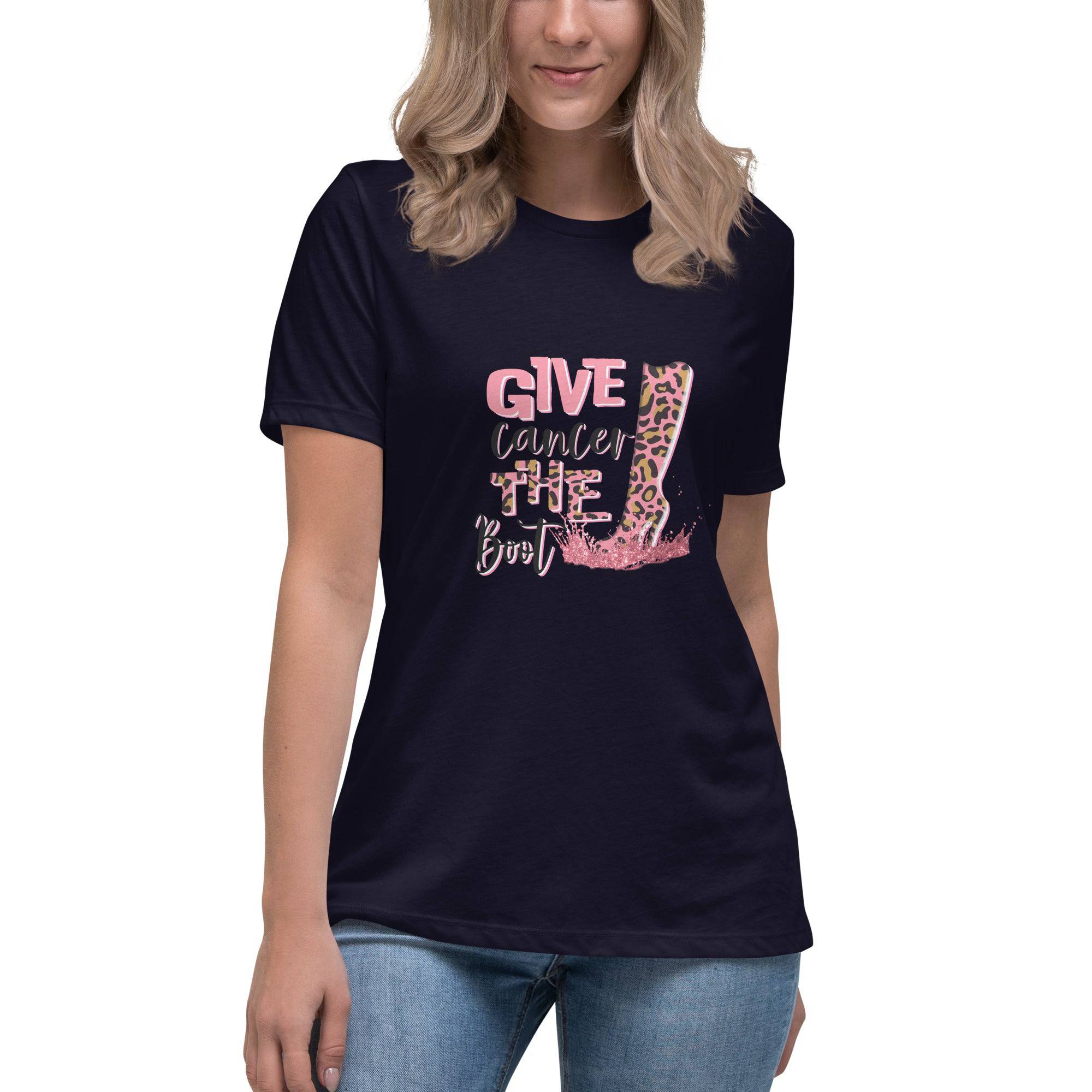 Women's Relaxed T-Shirt-Give-Cancer-A-Boot - Enet Images