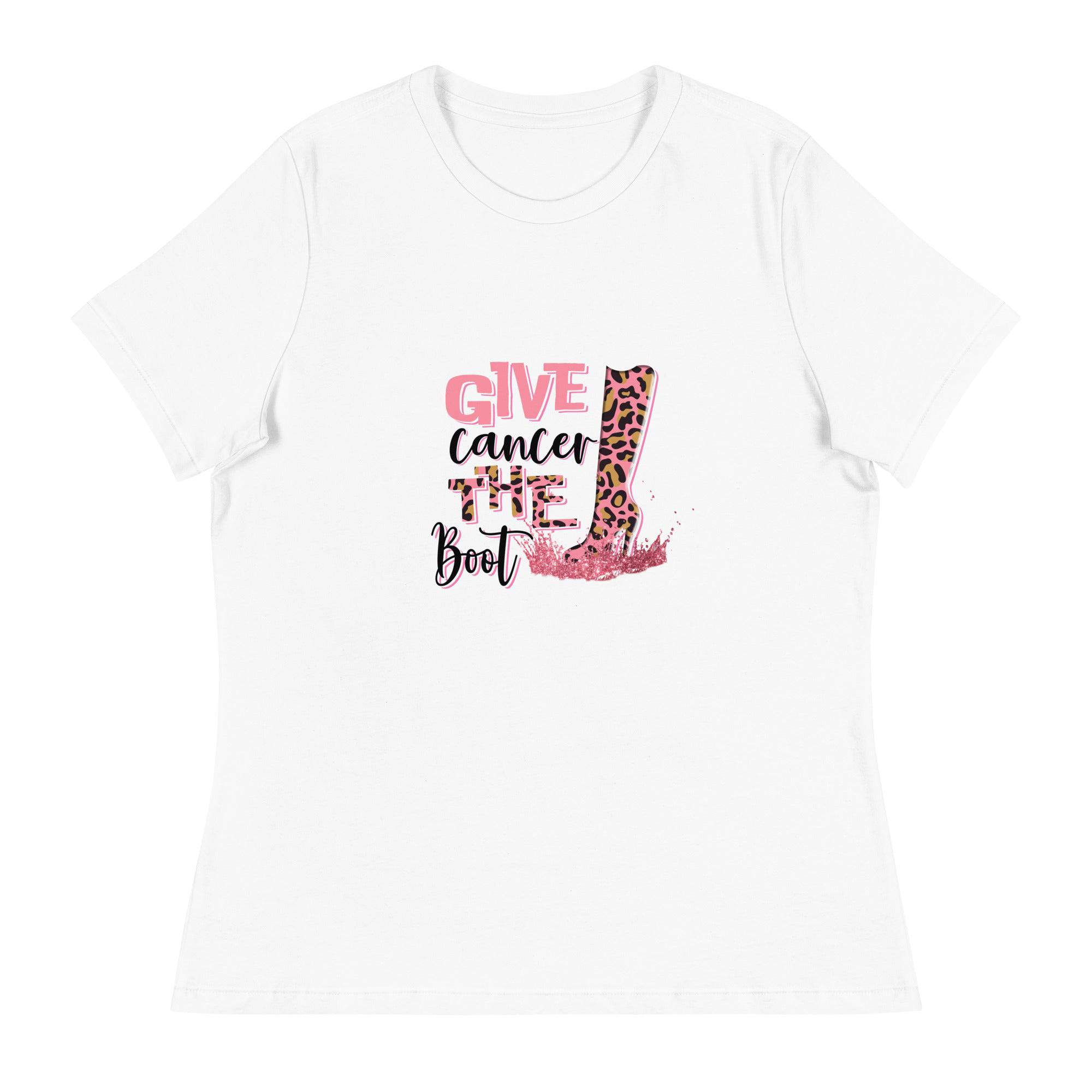 Women's Relaxed T-Shirt-Give-Cancer-A-Boot - Enet Images