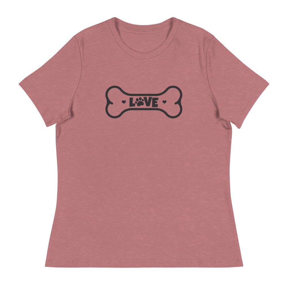 Women's Relaxed T-Shirt/Love Pets Bone - Enet Images