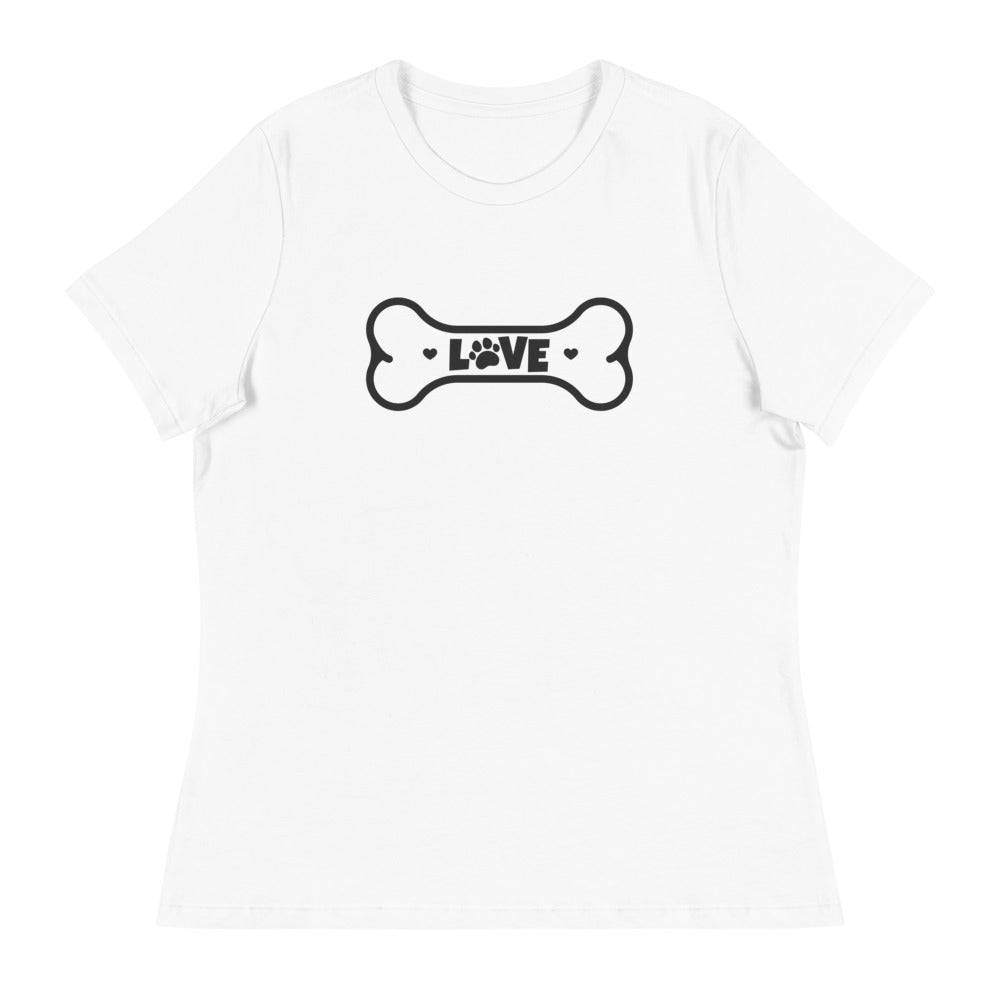 Women's Relaxed T-Shirt/Love Pets Bone - Enet Images