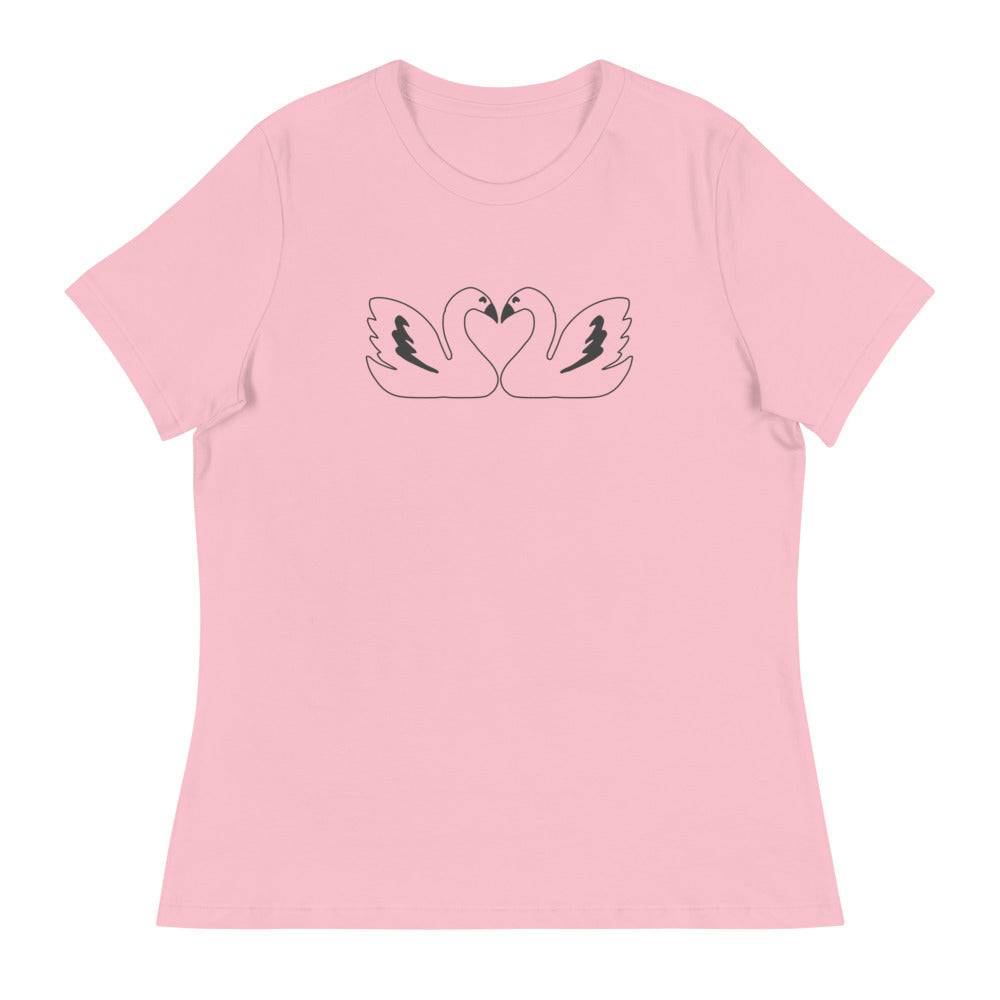 Women's Relaxed T-Shirt/Swans In Love - Enet Images