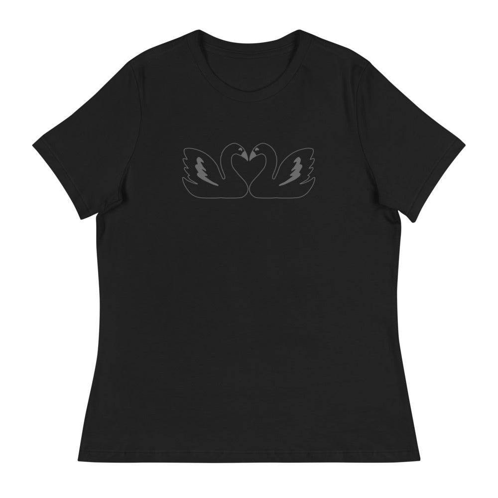 Women's Relaxed T-Shirt/Swans In Love - Enet Images