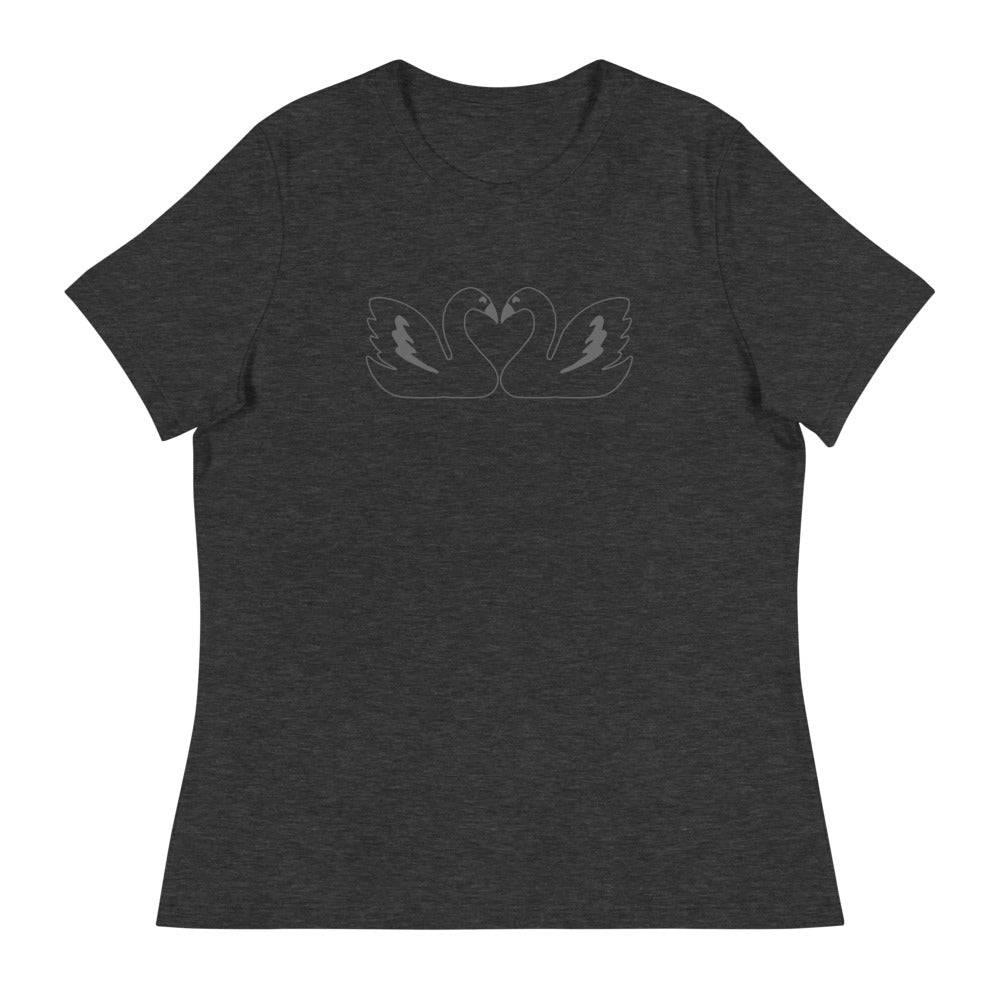 Women's Relaxed T-Shirt/Swans In Love - Enet Images