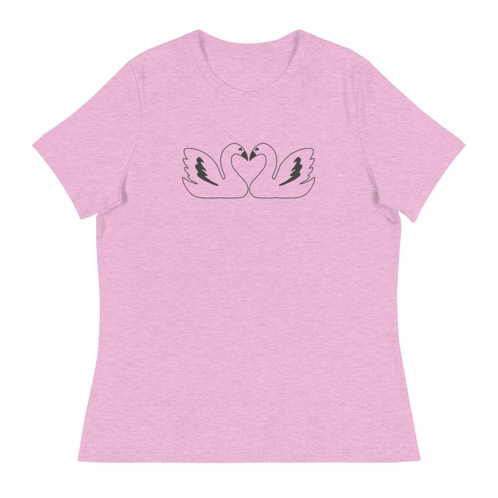Women's Relaxed T-Shirt/Swans In Love - Enet Images