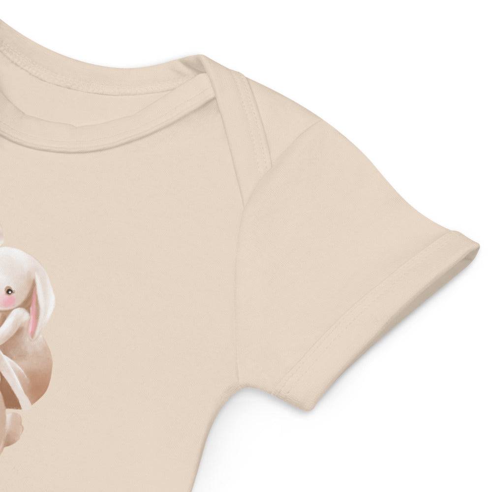 Organic cotton baby bodysuit/Bunnies Playing - Enet Images