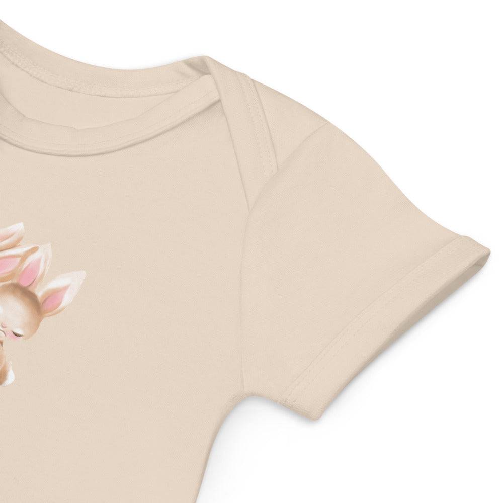 Organic cotton baby bodysuit/Bunnies two Hearts - Enet Images