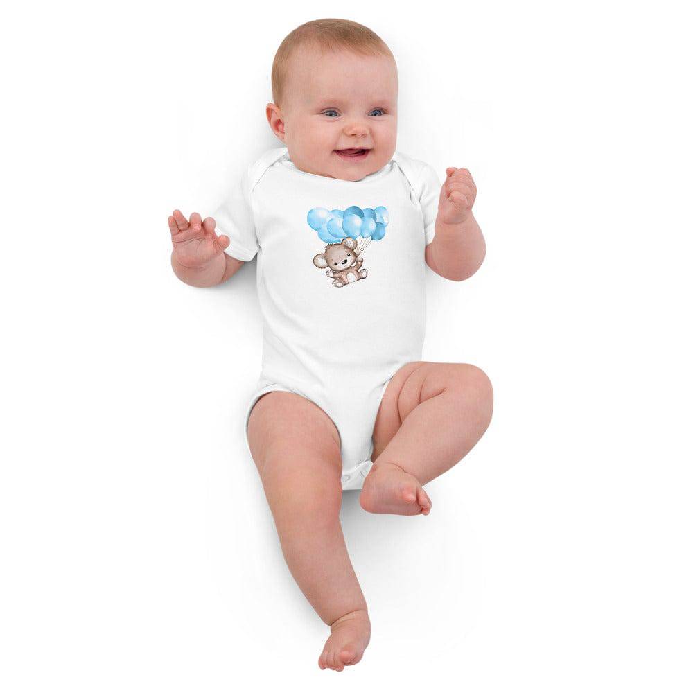 Organic cotton baby bodysuit/Little Bear With Baloons - Enet Images