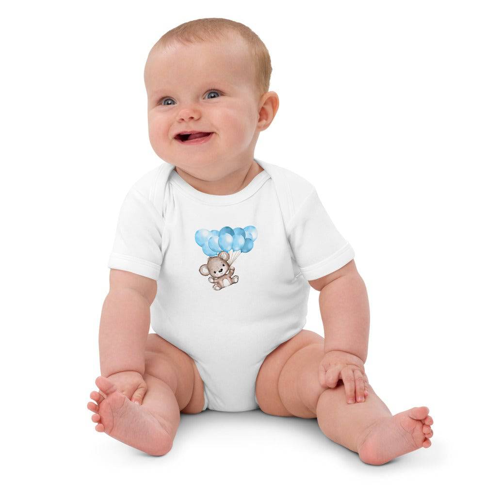 Organic cotton baby bodysuit/Little Bear With Baloons - Enet Images
