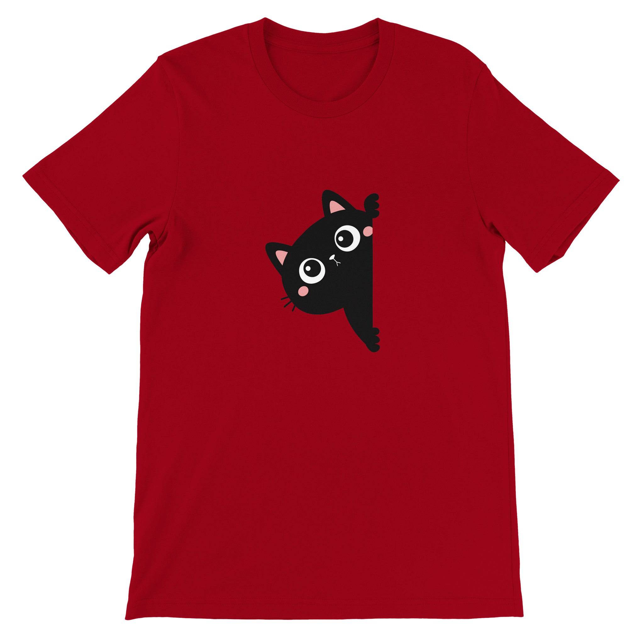 Budget Unisex Crewneck T-shirt/Black-Cat-Hiding - Enet Images