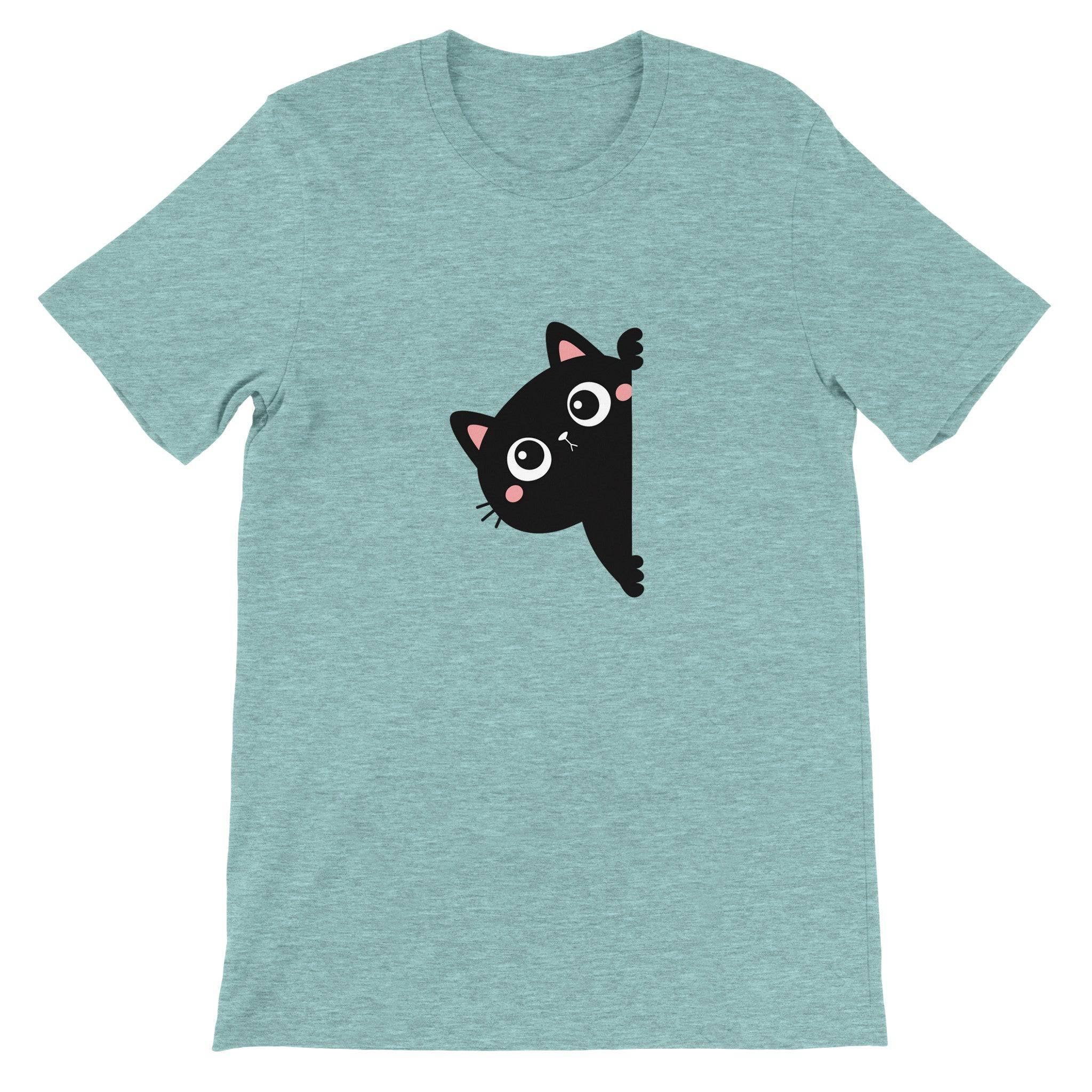 Budget Unisex Crewneck T-shirt/Black-Cat-Hiding - Enet Images