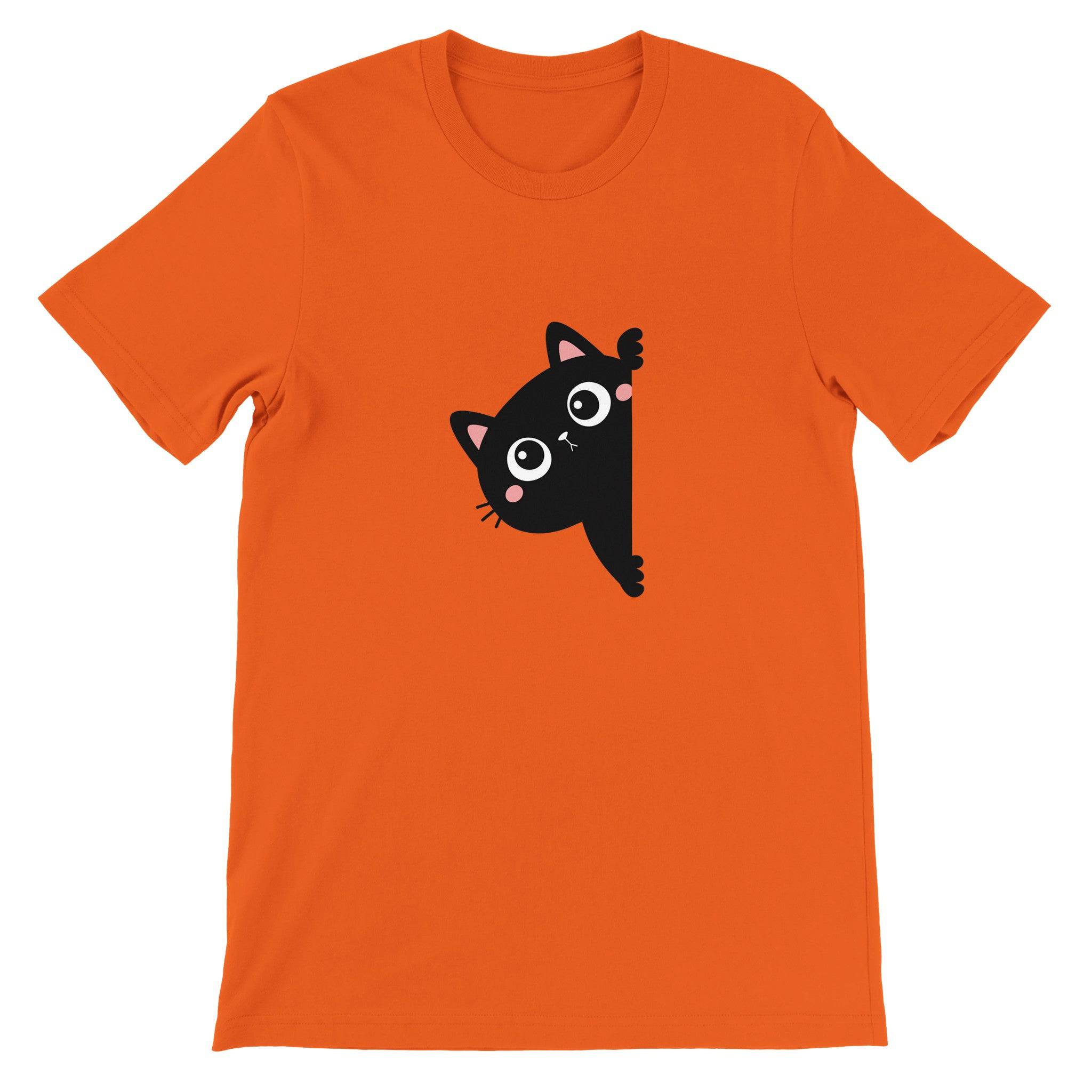 Budget Unisex Crewneck T-shirt/Black-Cat-Hiding - Enet Images