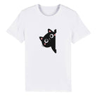 100% Organic Unisex T-shirt/Black-Cat-Hiding - Enet Images