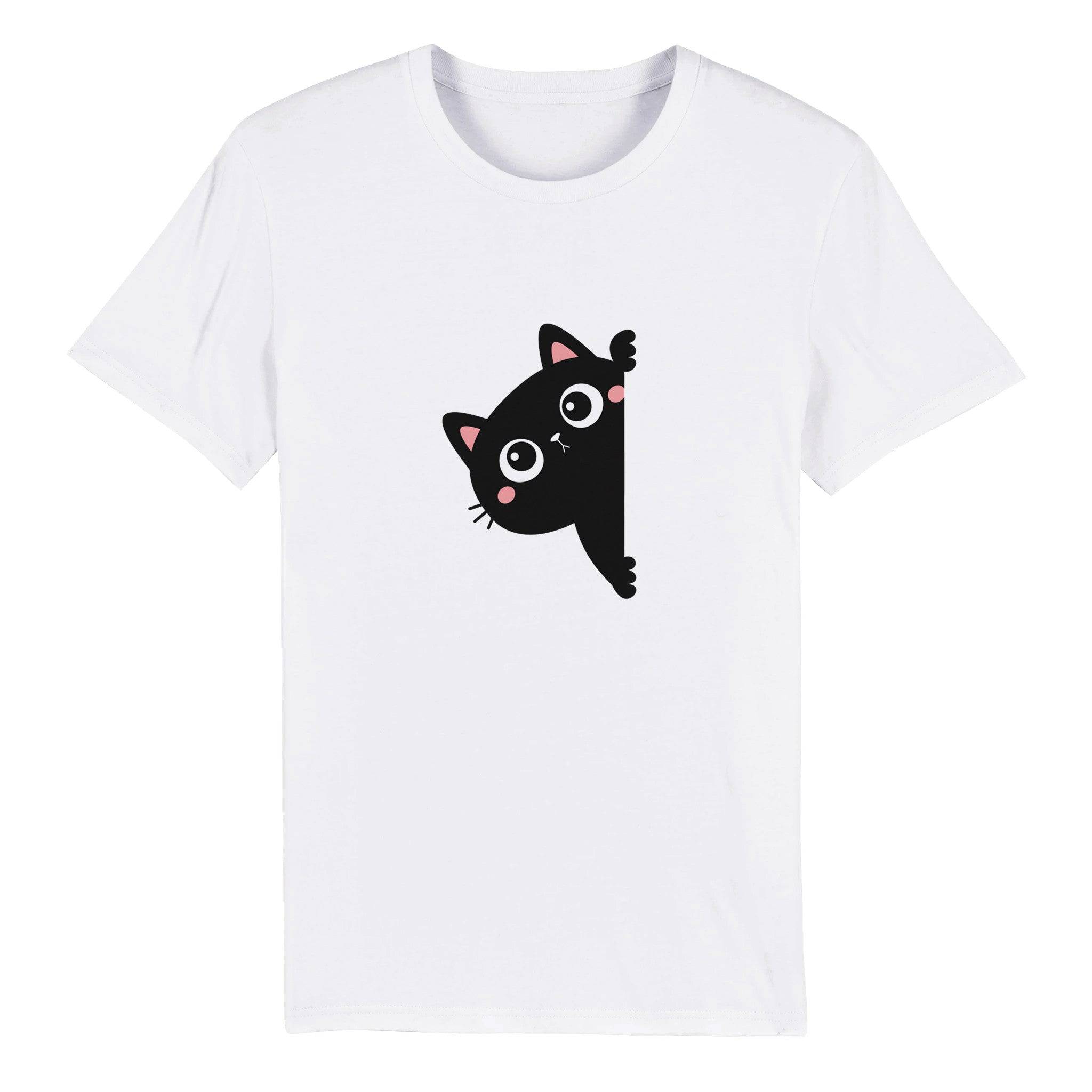 100% Organic Unisex T-shirt/Black-Cat-Hiding - Enet Images