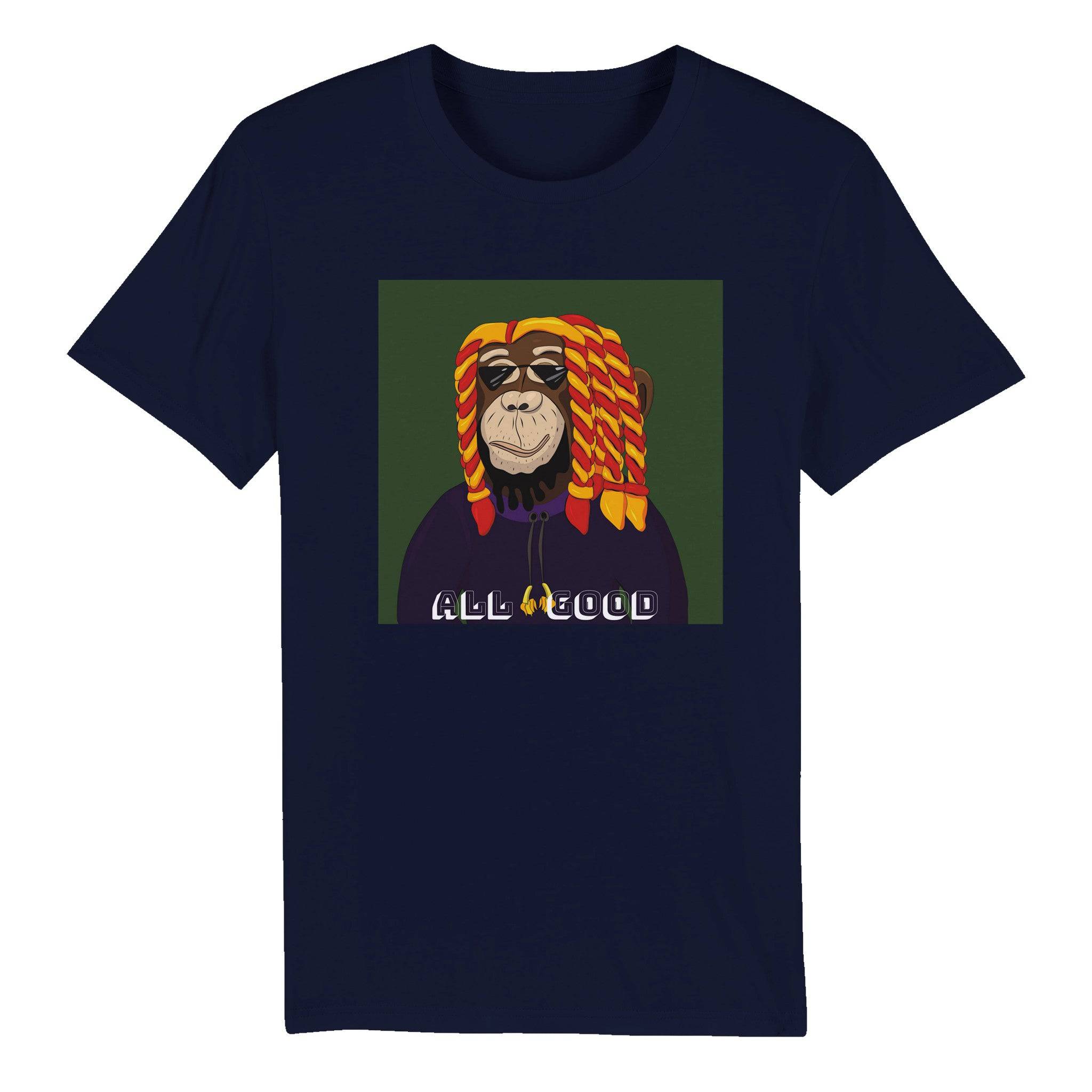 100% Organic Unisex T-shirt/Monkey-Rasta - Enet Images