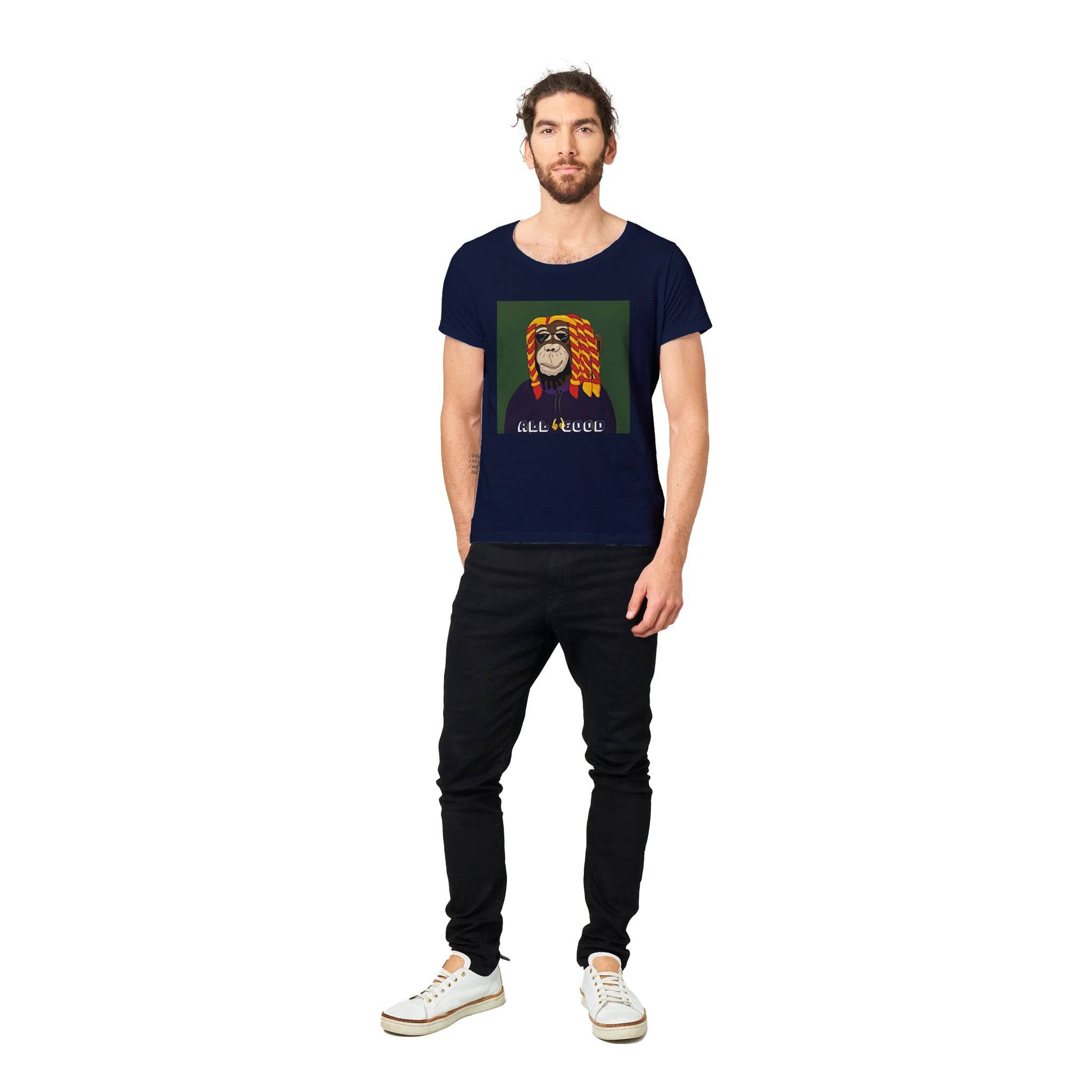 100% Organic Unisex T-shirt/Monkey-Rasta - Enet Images