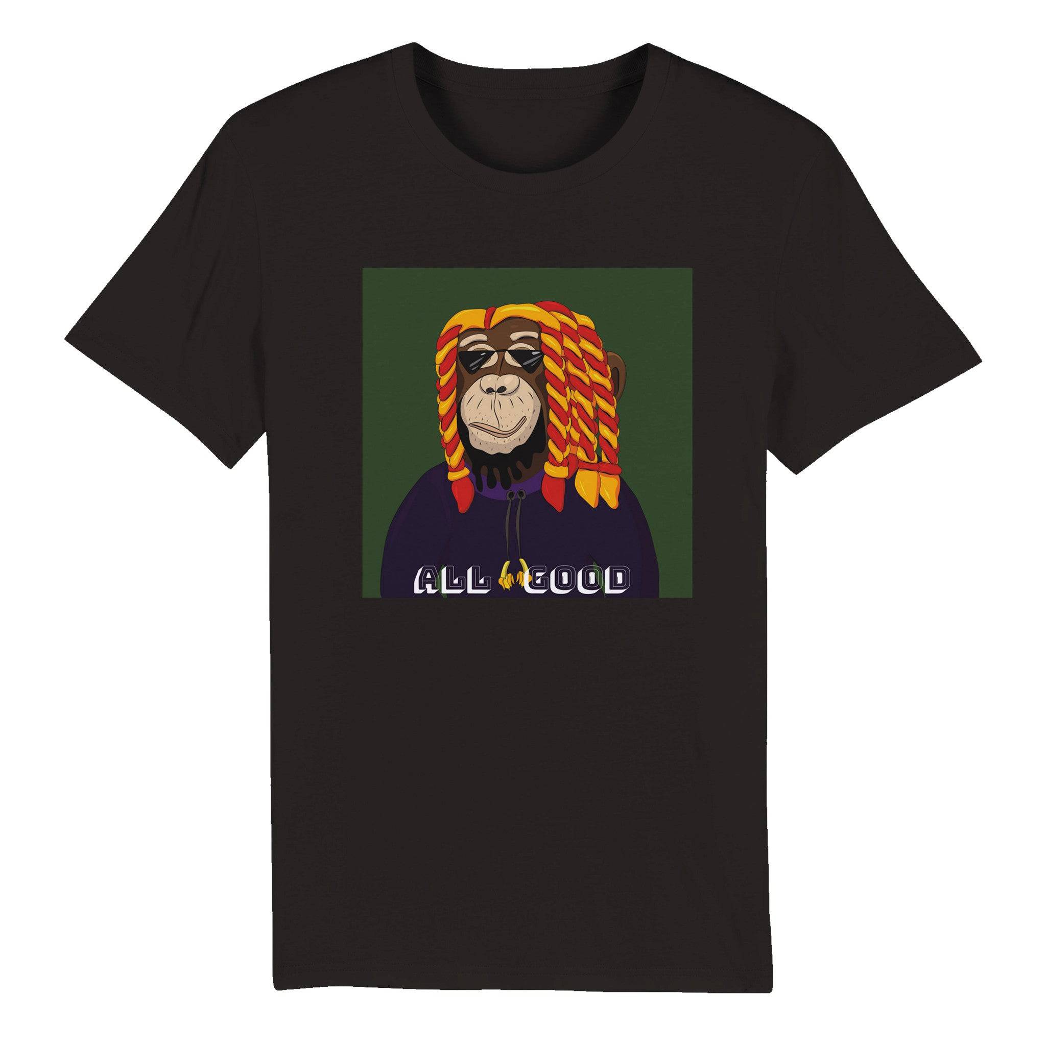 100% Organic Unisex T-shirt/Monkey-Rasta - Enet Images