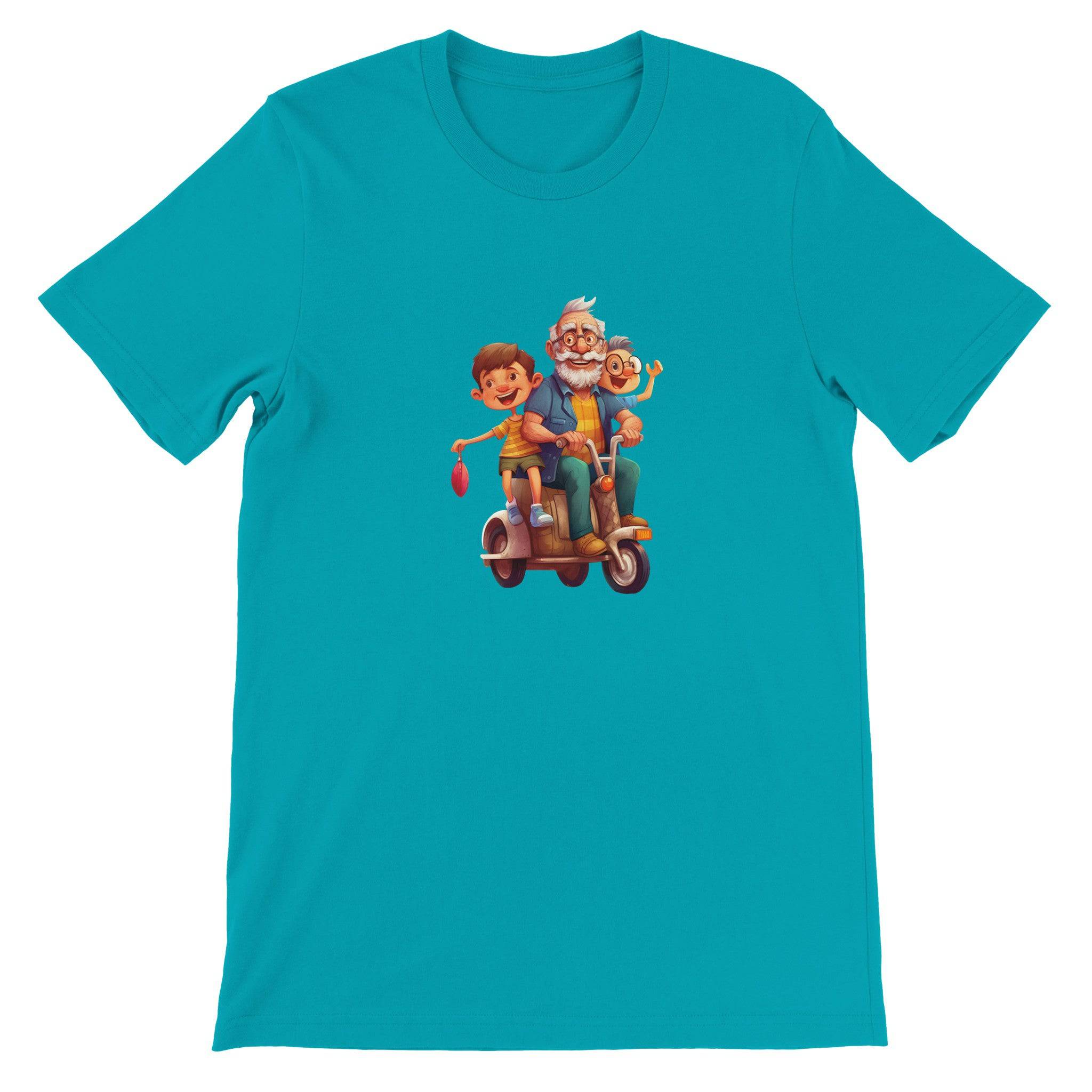 Budget Unisex Crewneck T-shirt/Grandpa-Grand-children-Vespa - Enet Images