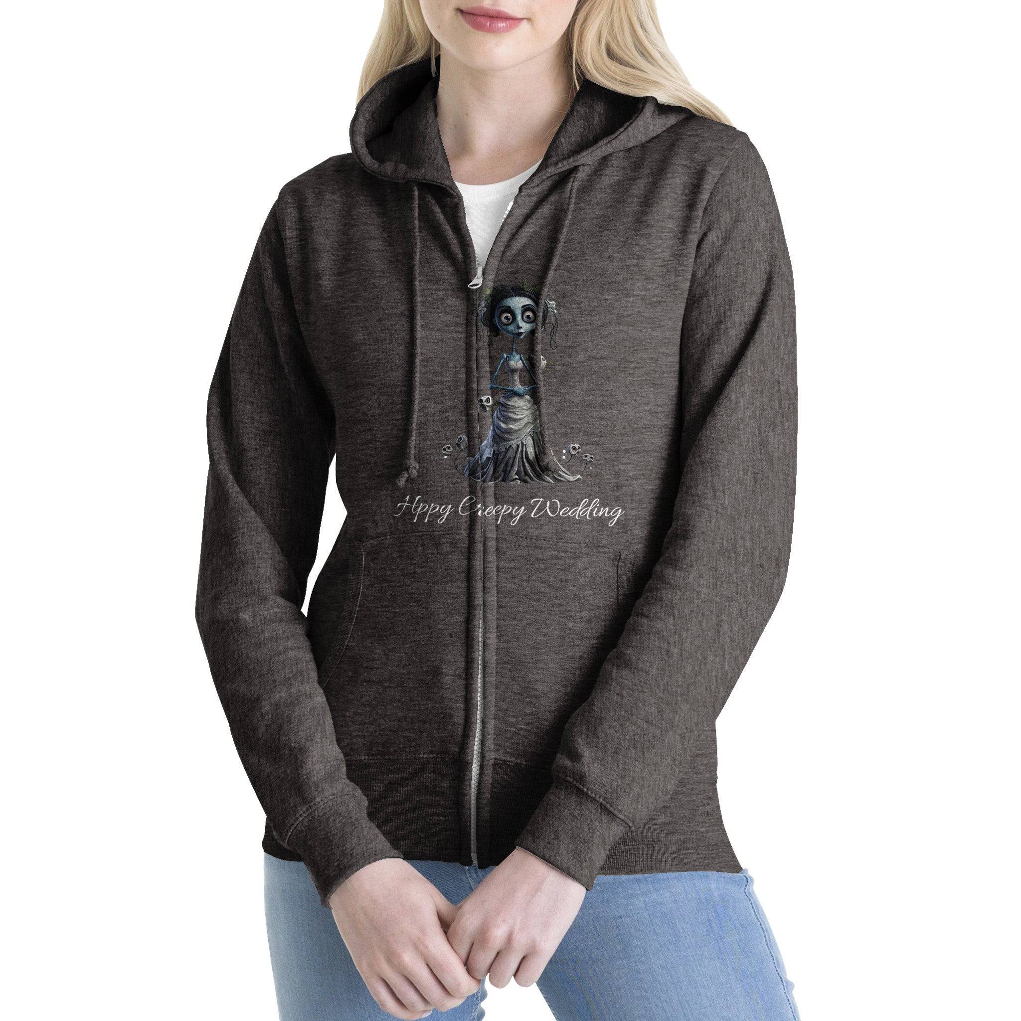 Premium Unisex Zip Hoodies/Happy-Creepy-Wedding - Enet Images