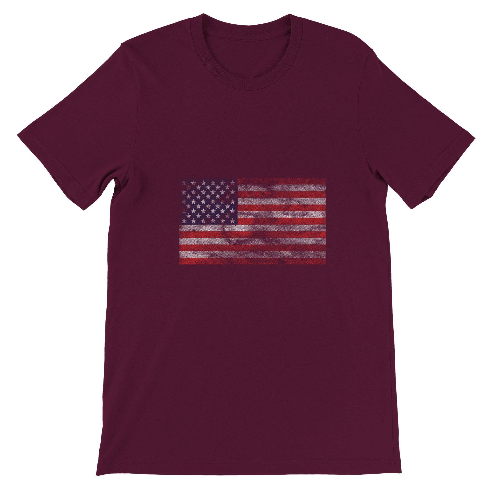 Budget Unisex Crewneck T-shirt/Vintage-American-Flag - Enet Images
