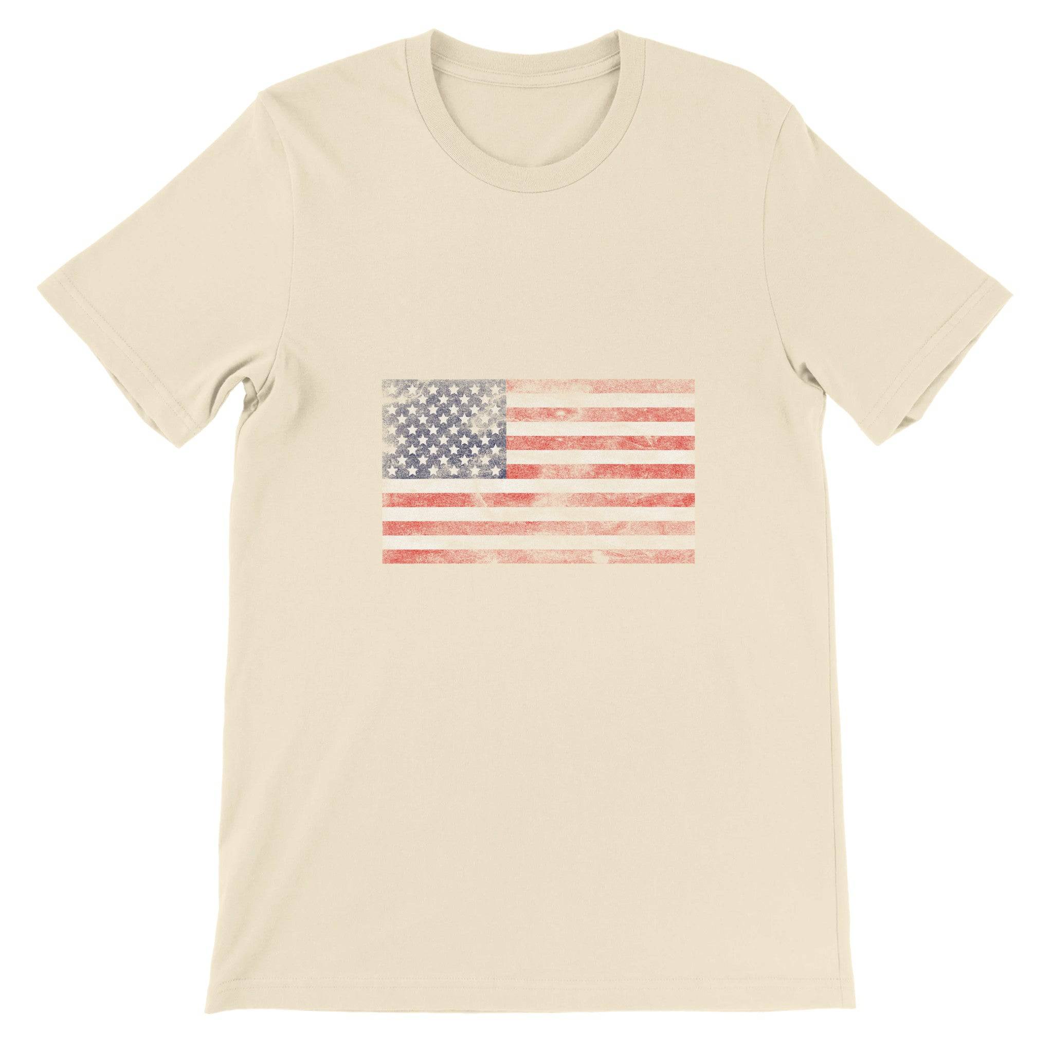 Budget Unisex Crewneck T-shirt/Vintage-American-Flag - Enet Images