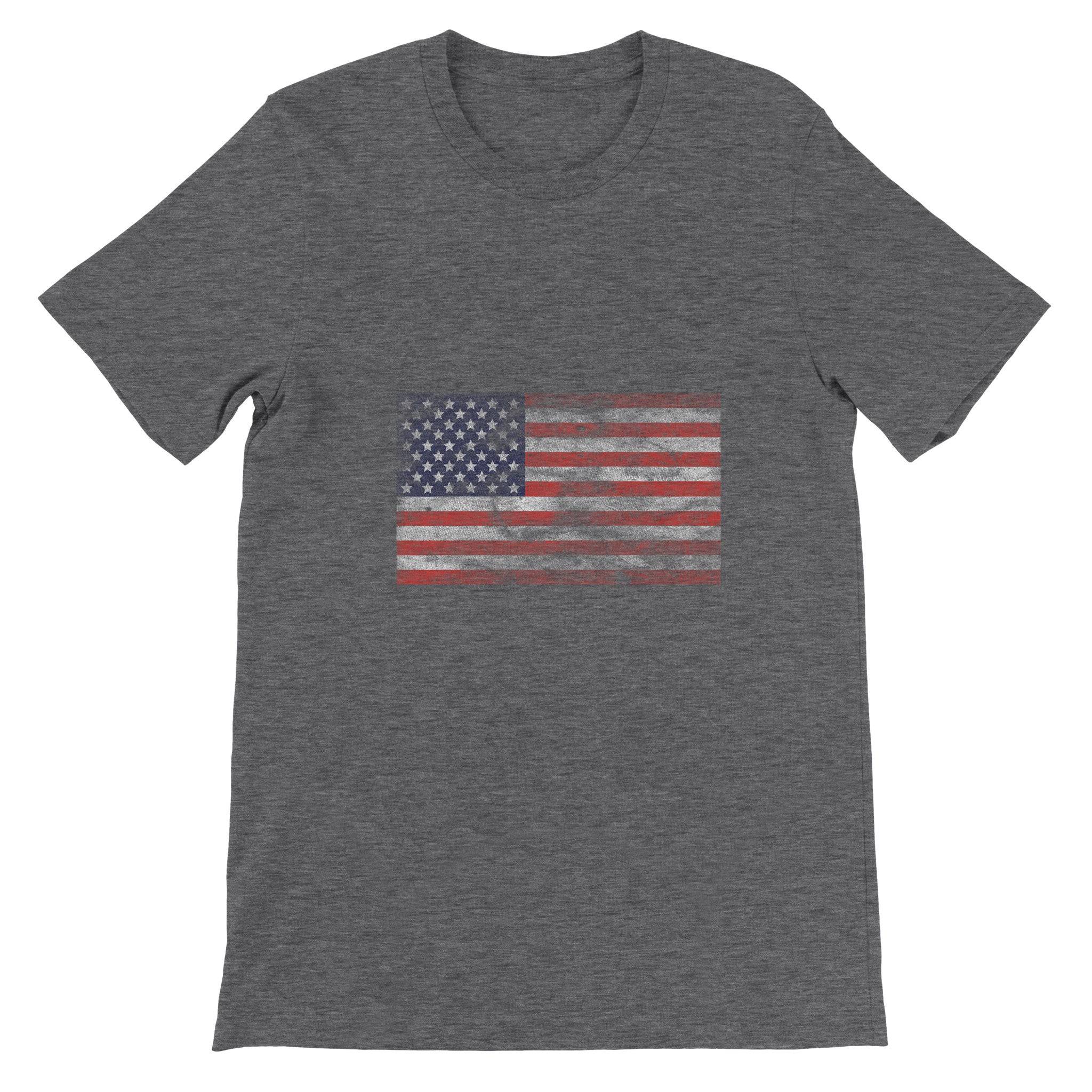 Budget Unisex Crewneck T-shirt/Vintage-American-Flag - Enet Images