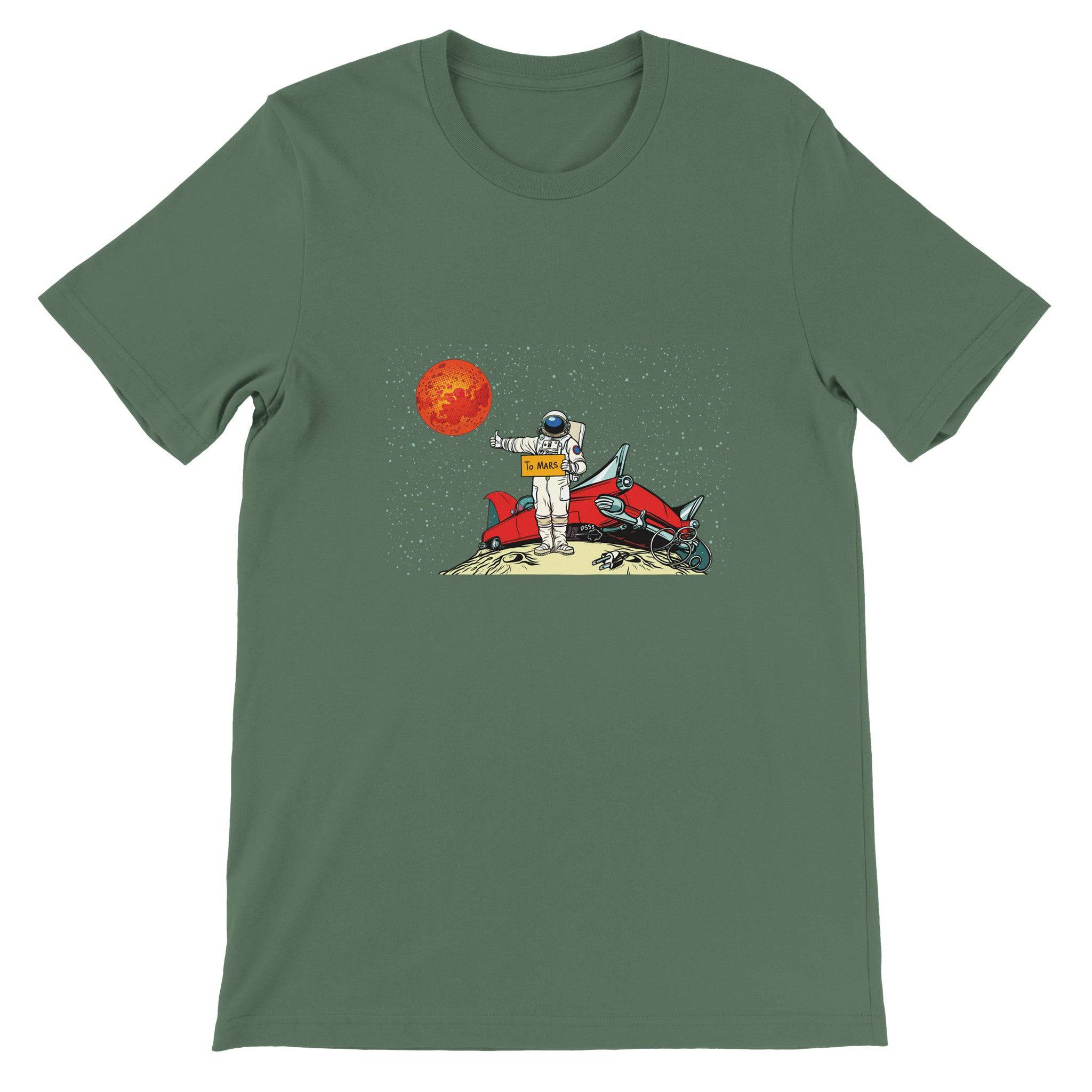 Budget Unisex Crewneck T-shirt/Astronaut-Car-On-Moon - Enet Images