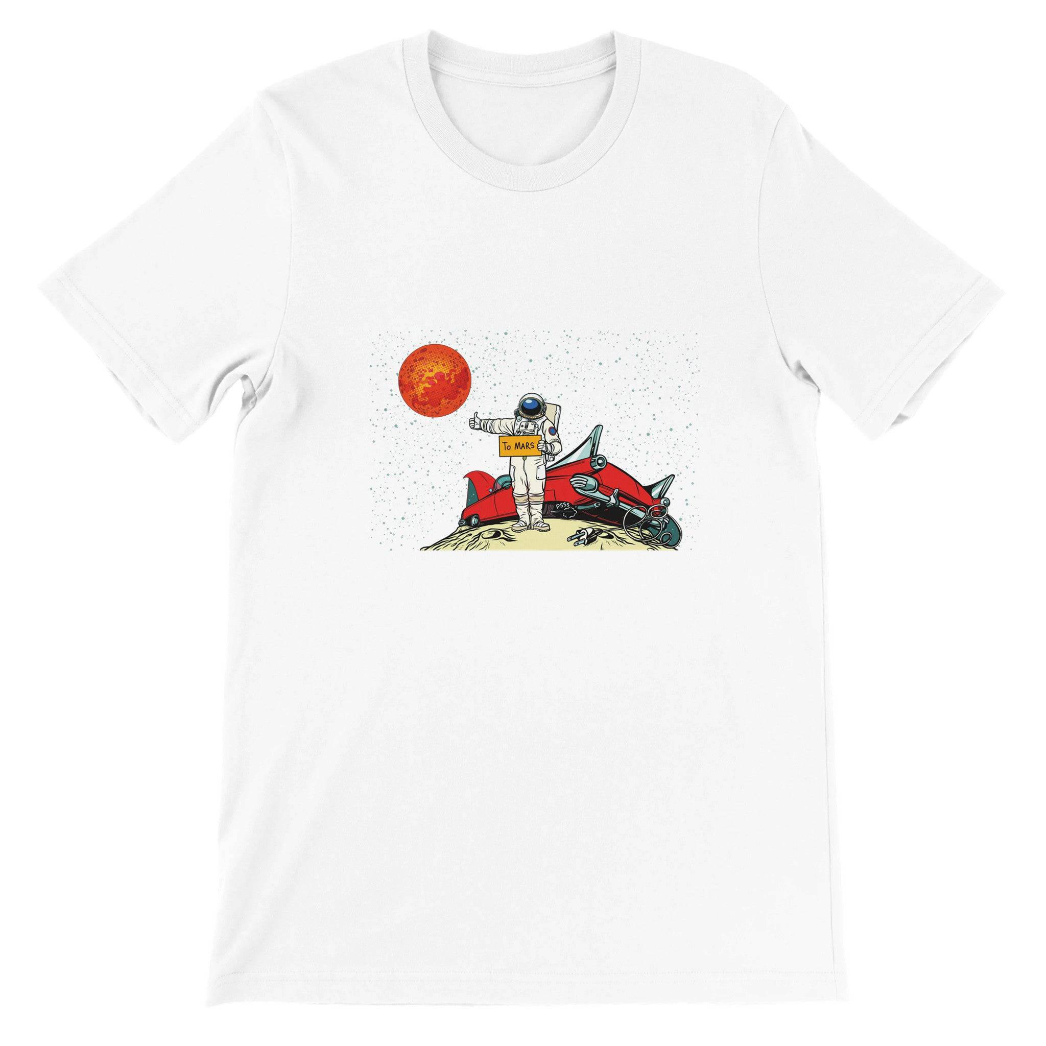 Budget Unisex Crewneck T-shirt/Astronaut-Car-On-Moon - Enet Images