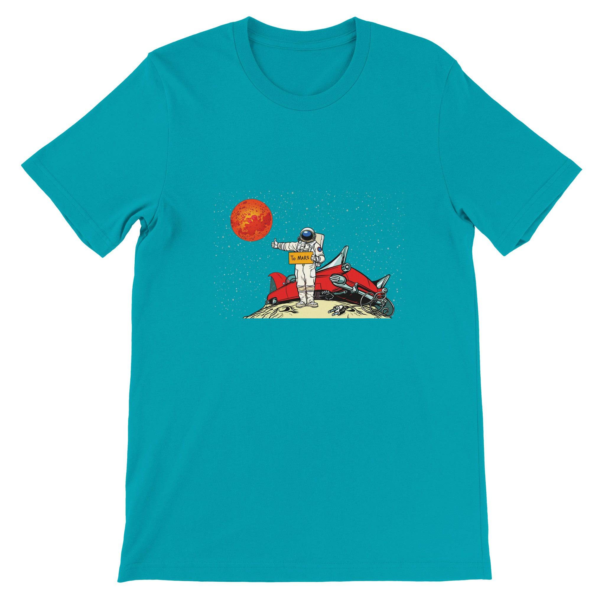 Budget Unisex Crewneck T-shirt/Astronaut-Car-On-Moon - Enet Images